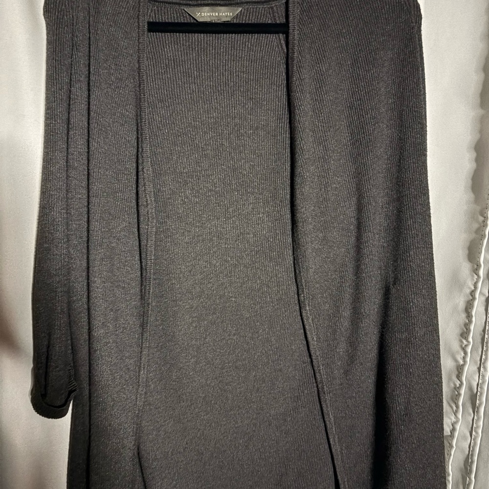 Denver Hayes Women's Charcoal Open-Front Cardigan
